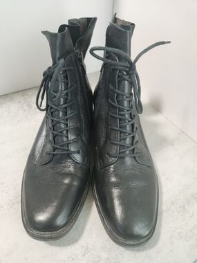 Paul Greene Bernadette Black Leather Lace-Up Ankle Boots Women Size 3/5.5